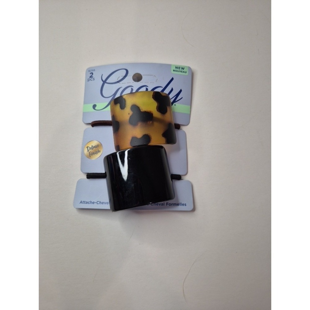 1 Pack Goody Dressy Ponytailer Hair Ties Elastic Band Animal Print & Black